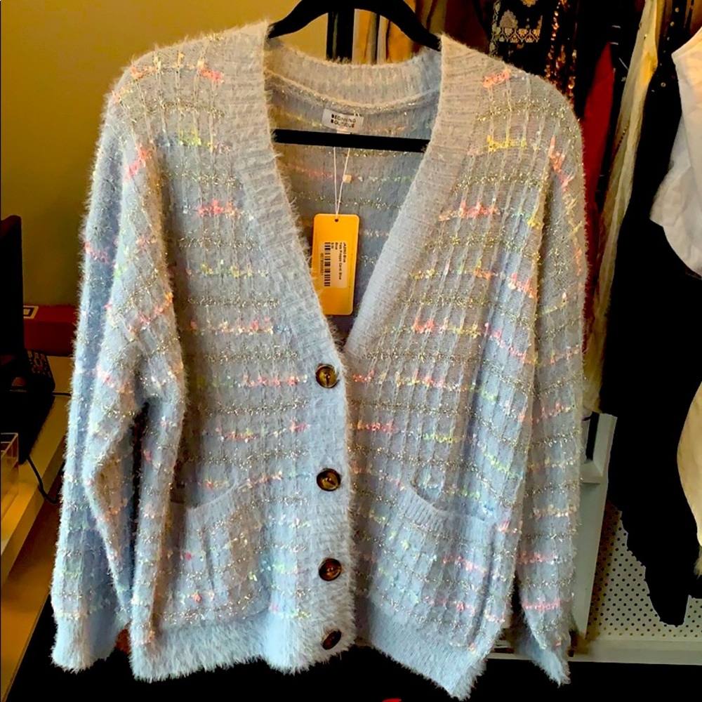 Preppy blue cardigan